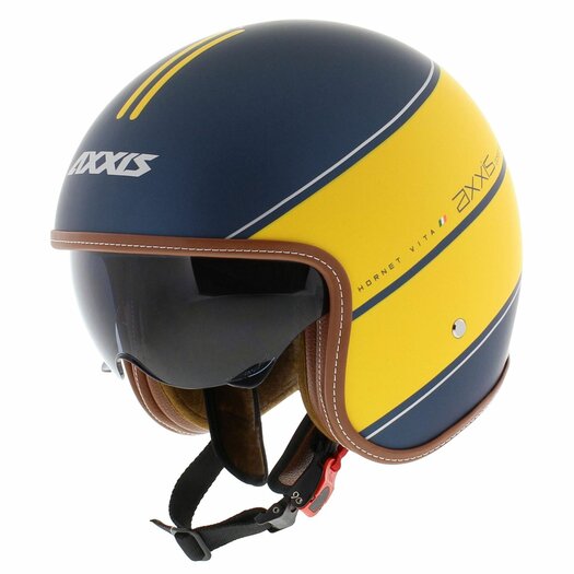 Blue and yellow store helmet