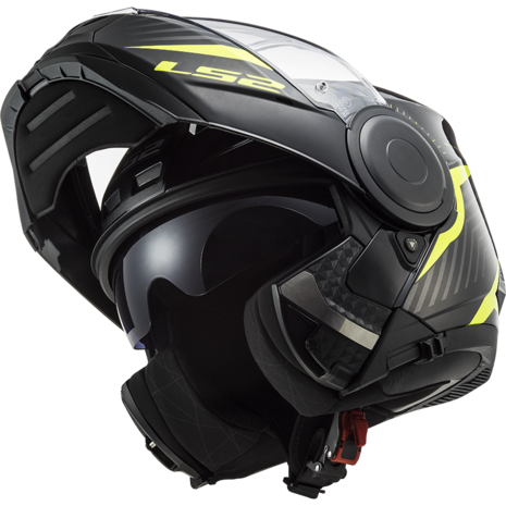 LS2 FF902 Scope Skid gloss black hi-vision yellow - Size XS - Motorcycle helmet modular flip up