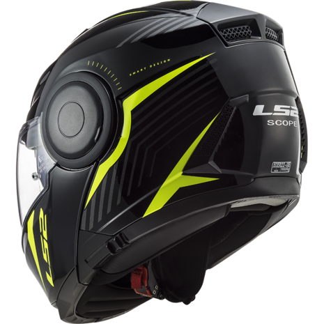 LS2 FF902 Scope Skid gloss black hi-vision yellow - Size XS - Motorcycle helmet modular flip up