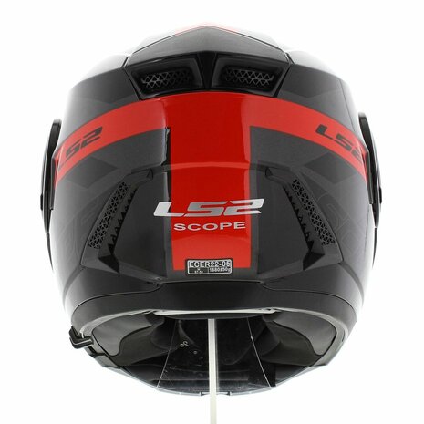 LS2 FF902 Scope Modular Motorcycle helmet - Hamr gloss black titanium red - Size XS