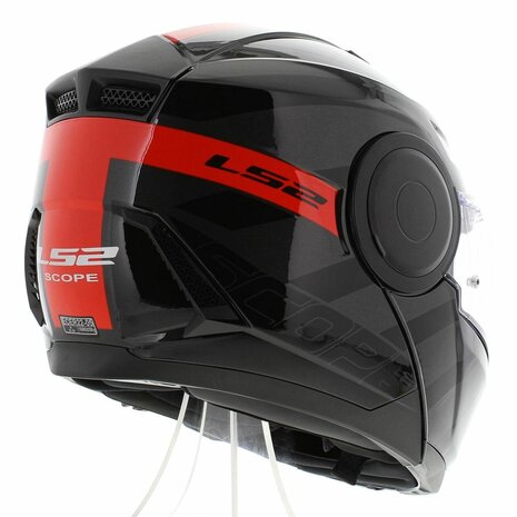 LS2 FF902 Scope Modular Motorcycle helmet - Hamr gloss black titanium red - Size XS