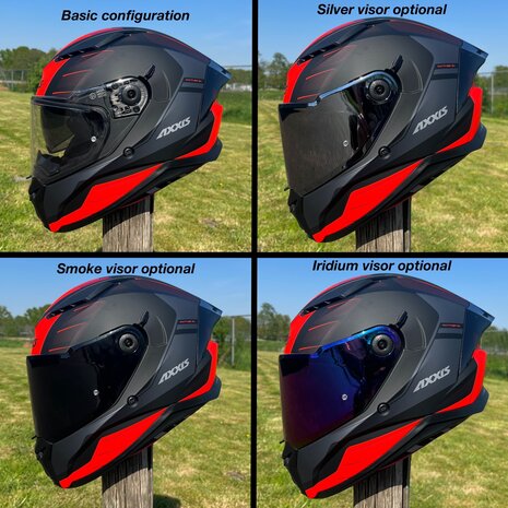 Axxis Panther SV full face motorcycle helmet Prestige B5 matt black fluor red