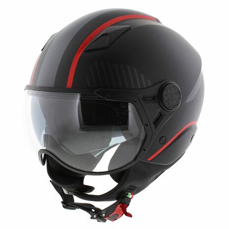 Vito jet helmet Lavori matt black red deco