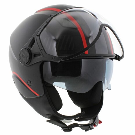Vito jet helmet Lavori matt black red deco